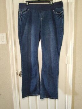 Hybrid & Company Maternity Plus Size 2X Blue Bootcut Jeans Below The Belly Panel